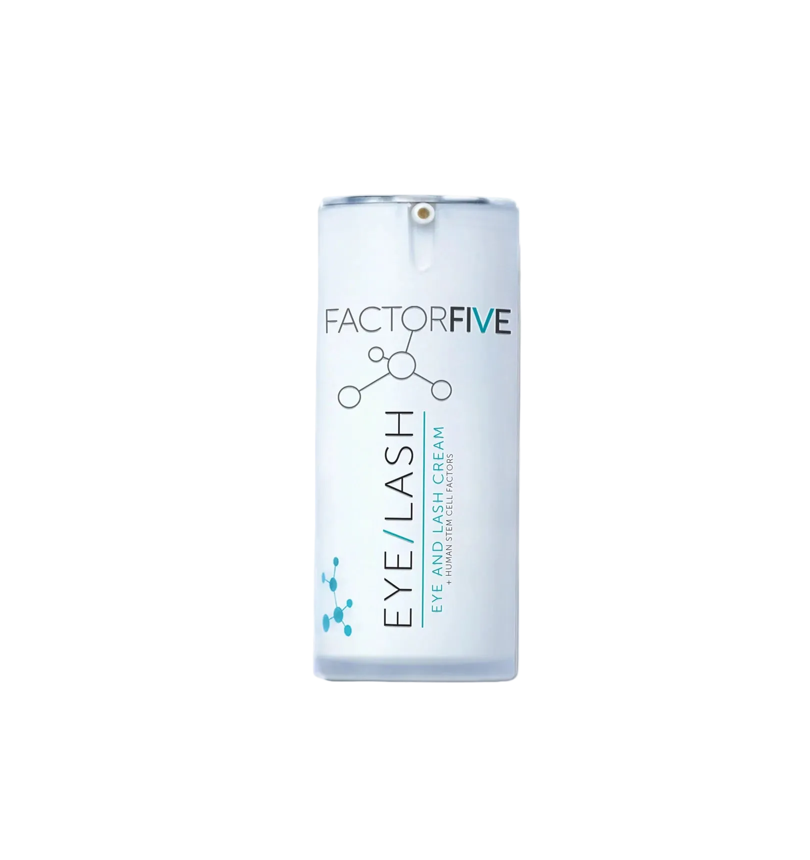 Factor Five eye lash cream bottle on a white background