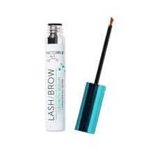 Factor Five Lash & Brow Growth Serum with applicator on a white background