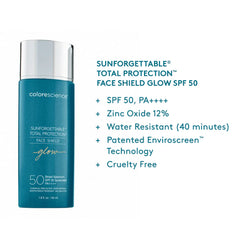 Colorescience Sunforgettable Total Protection Face Shield Glow SPF 50 on a white background