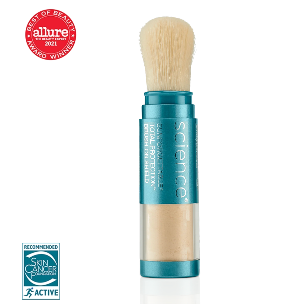 Cosmetic product with brush and 'Allure' award on a white background